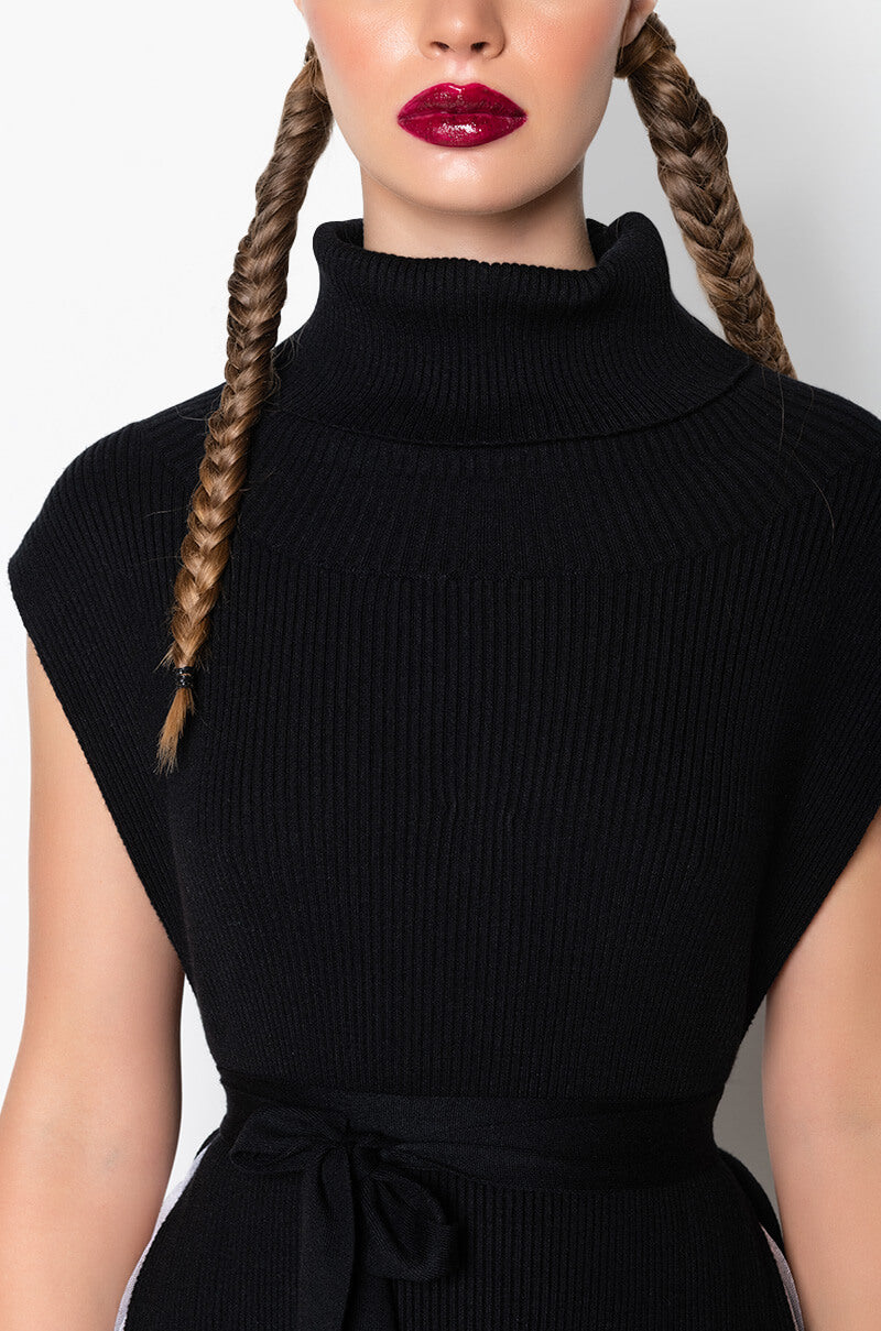 RISKY BUSINESS MOCK NECK OPEN SIDE SWEATER