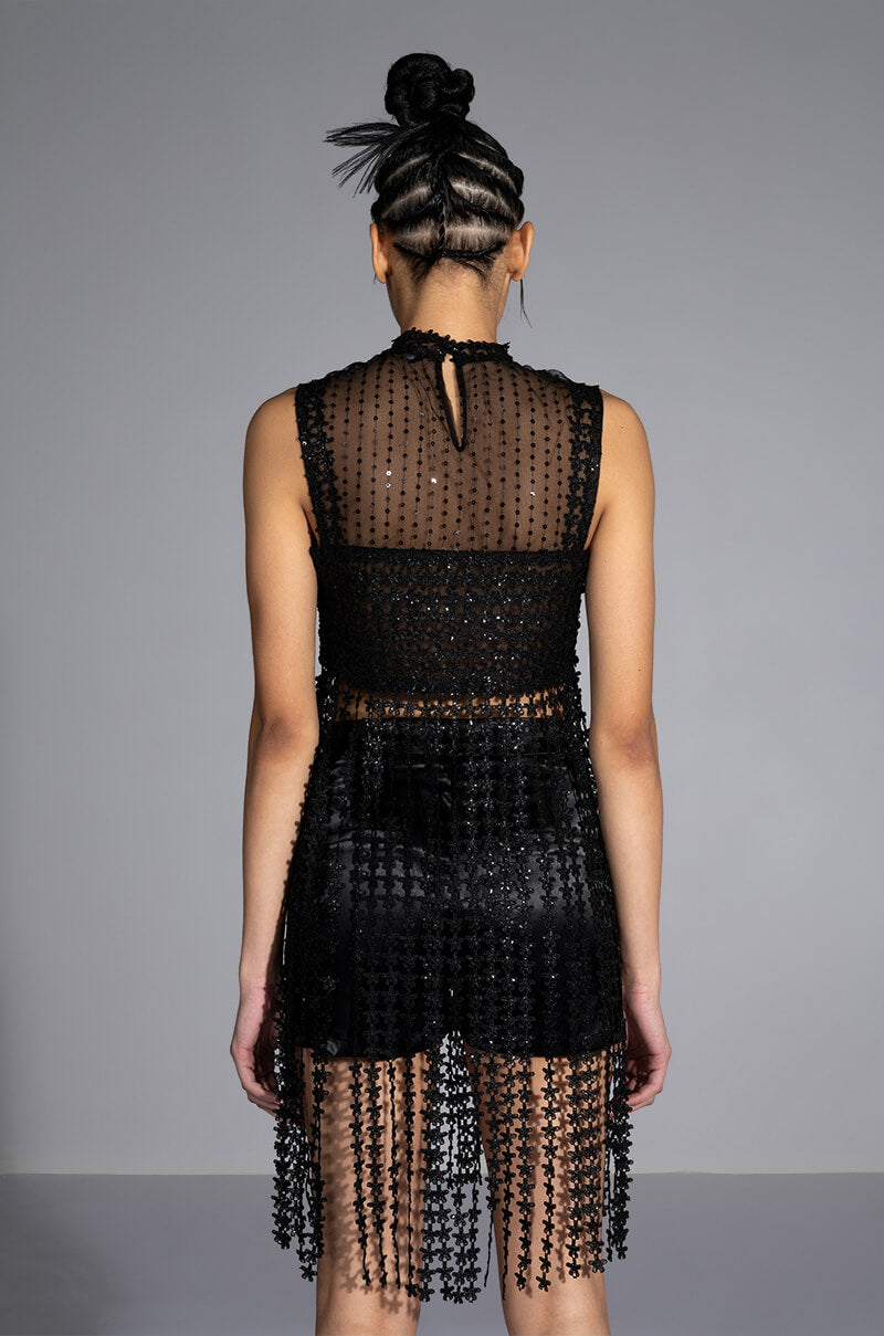 RIVER LACE FRINGED SLEEVELESS TOP