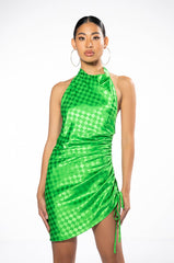 ROLL WITH ME CHECKERED SIDE CINCH MINI DRESS