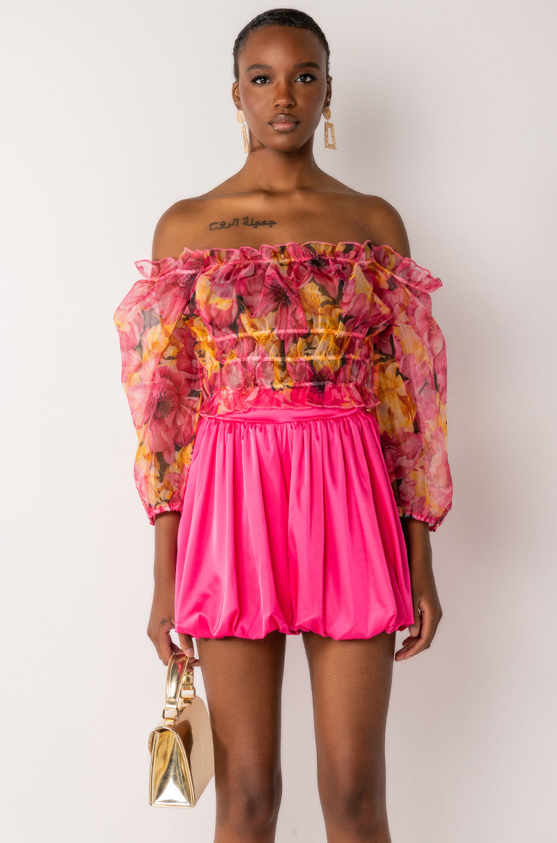 ROMANTIC ORGANZA OFF SHOULDER BLOUSE