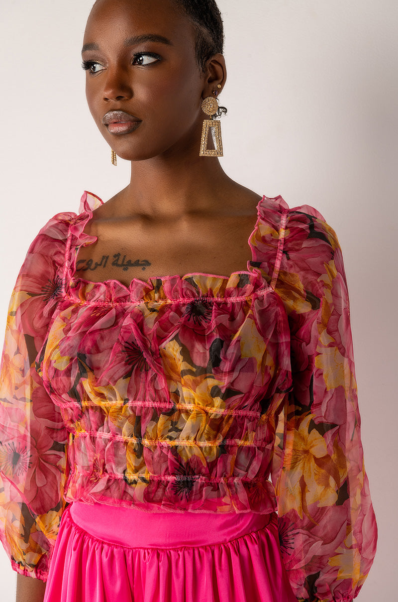 ROMANTIC ORGANZA OFF SHOULDER BLOUSE