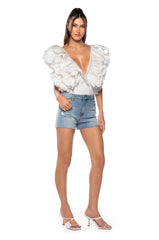 ROMANTIC RUFFLED BODYSUIT IN WHITE