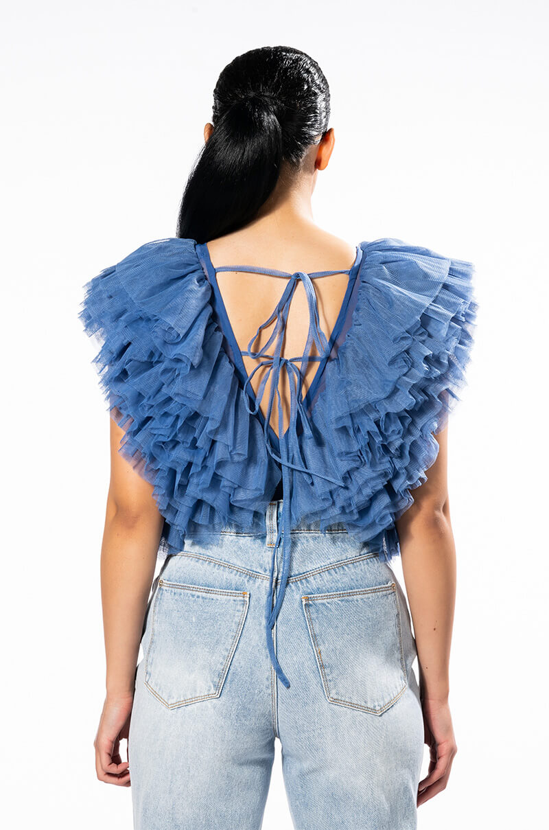 ROMANTIC TULLE RUFFLE BODYSUIT