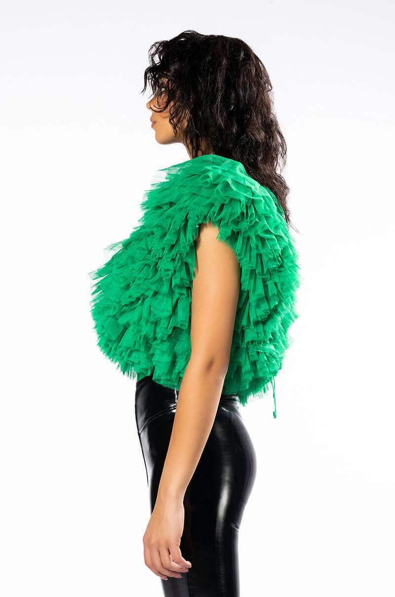 ROMANTIC TULLE RUFFLE BODYSUIT