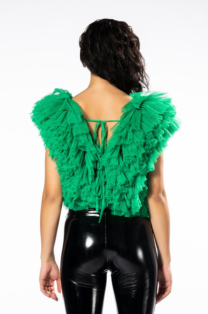 ROMANTIC TULLE RUFFLE BODYSUIT