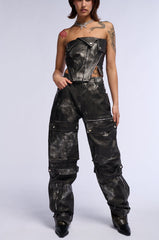 RORY DISTRESSED FAUX LEATHER CARGO PANT