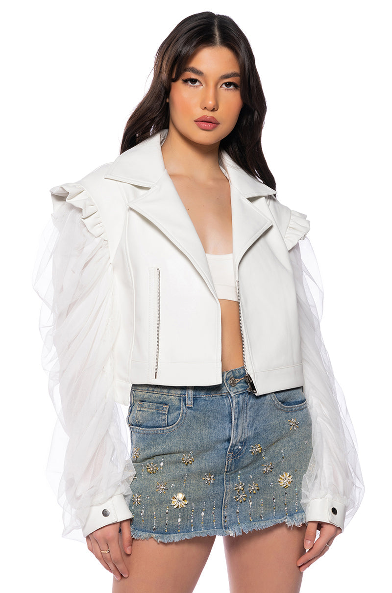 MOTO JACKET WITH POWER MESH SLEEVE