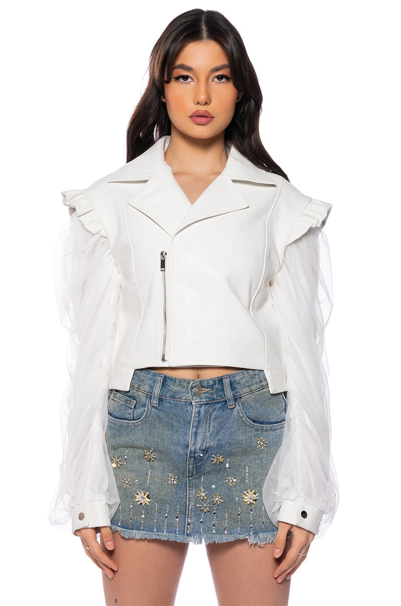 MOTO JACKET WITH POWER MESH SLEEVE