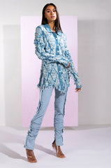 ROYAL FLUSH DISTRESSED DENIM SHACKET