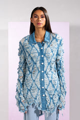 ROYAL FLUSH DISTRESSED DENIM SHACKET