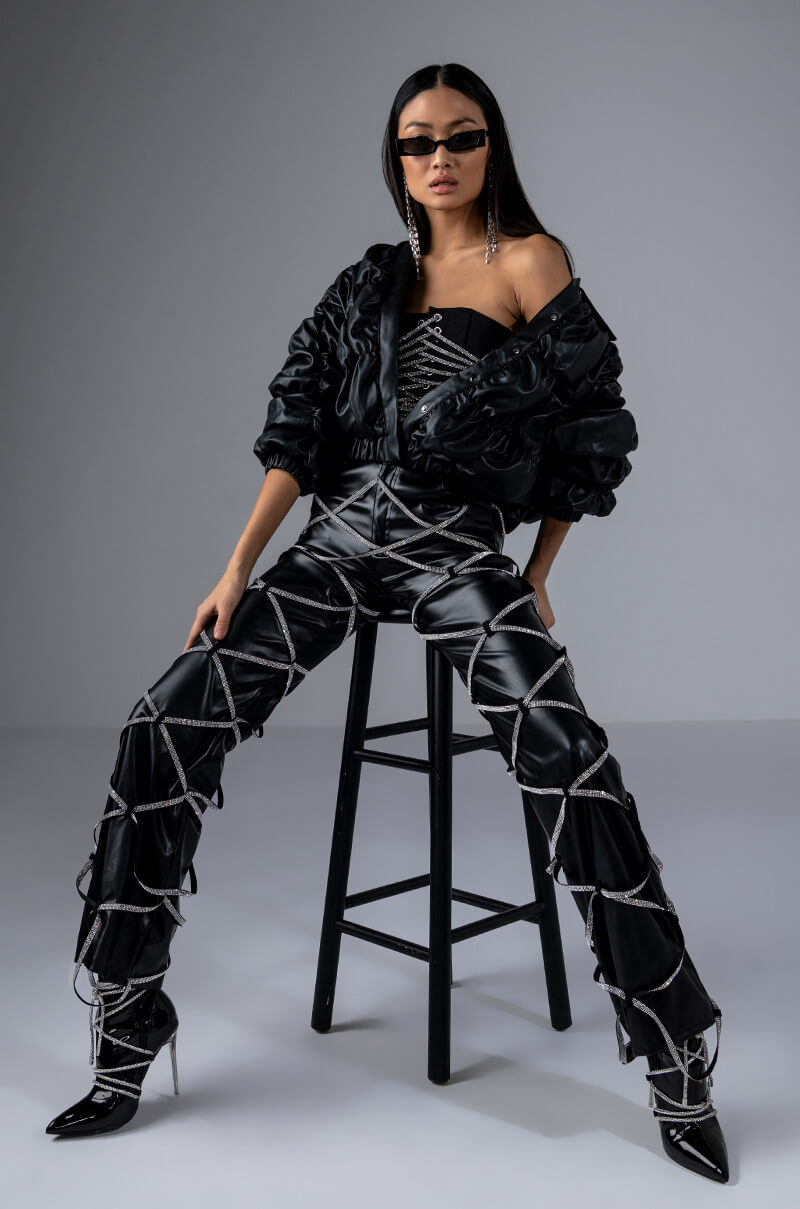 RUCHED PU JACKET