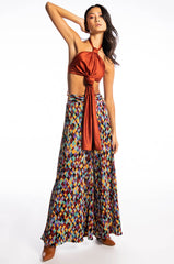 RULES DON'T APPLY SLEEVELESS CROPPED SATIN HALTER BLOUSE