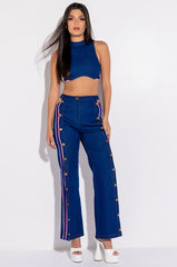 RUN IT UP CROPPED DENIM TOP