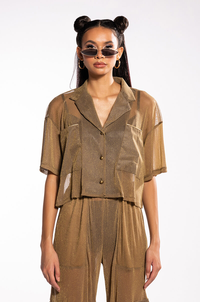 RUN IT UP MESH SHORT SLEEVE BUTTON DOWN