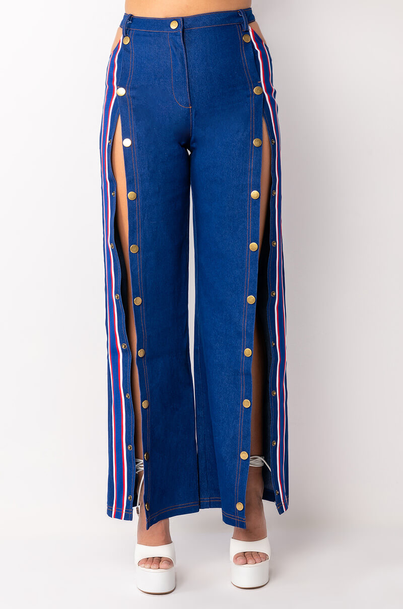 RUN IT UP WIDE LEG DENIM JEANS