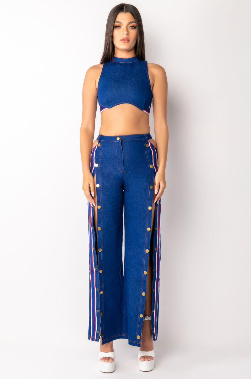RUN IT UP WIDE LEG DENIM JEANS