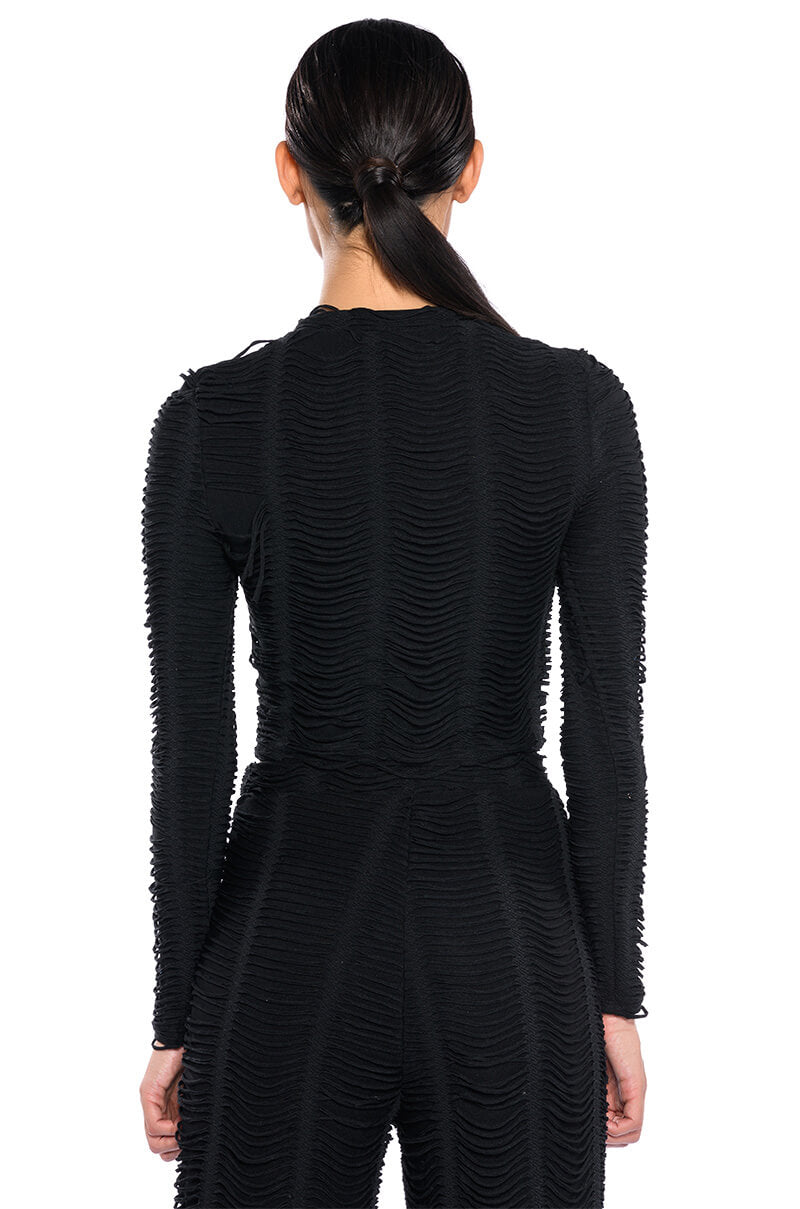 RUNNING WITH THE WOLVES TEXTURED TOP