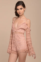 Caylee Sexy Crochet Romper Blush