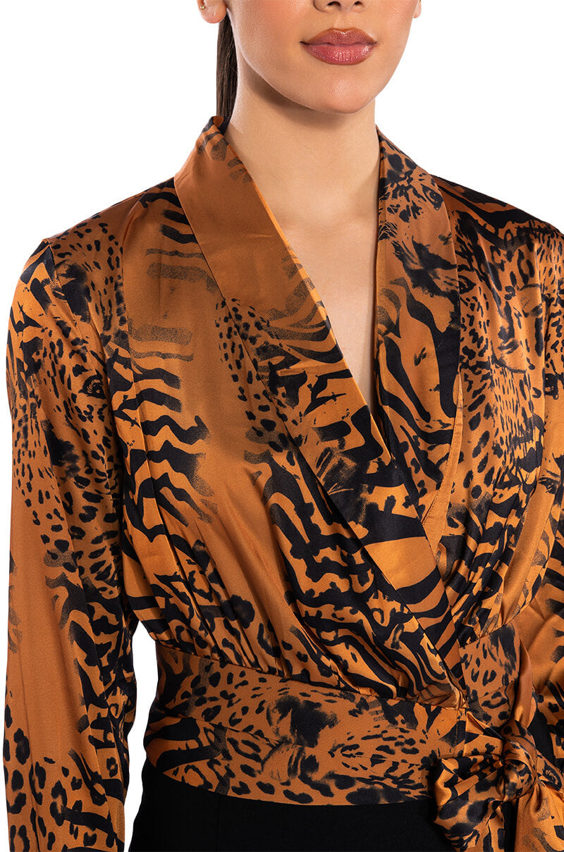 SAFARI SATIN PRINTED BLOUSE