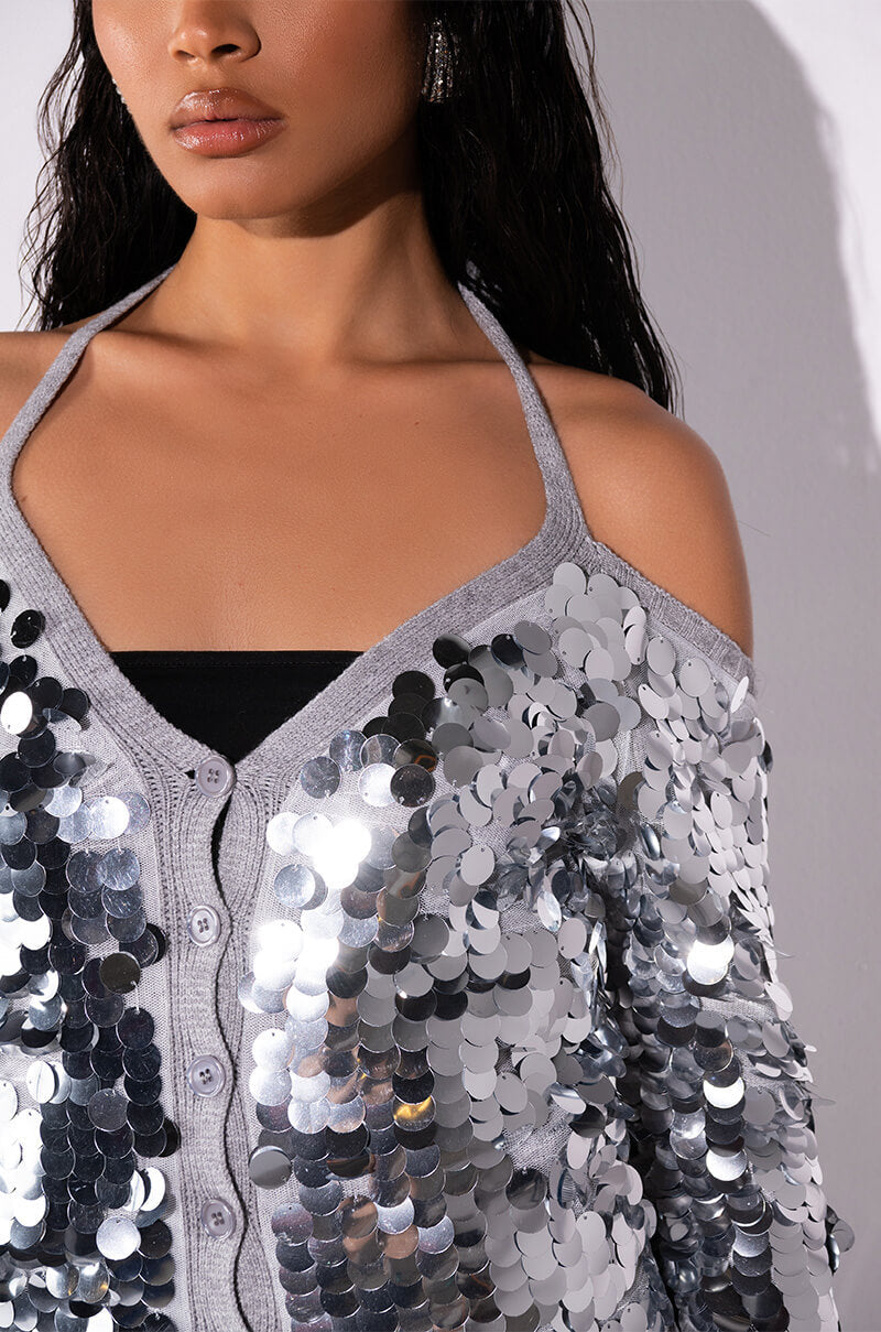 SATISFY ME SEQUIN COLD SHOULDER TOP