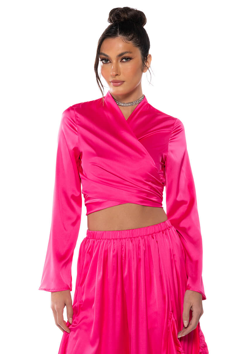 SAUCY VNECK WRAP TOP