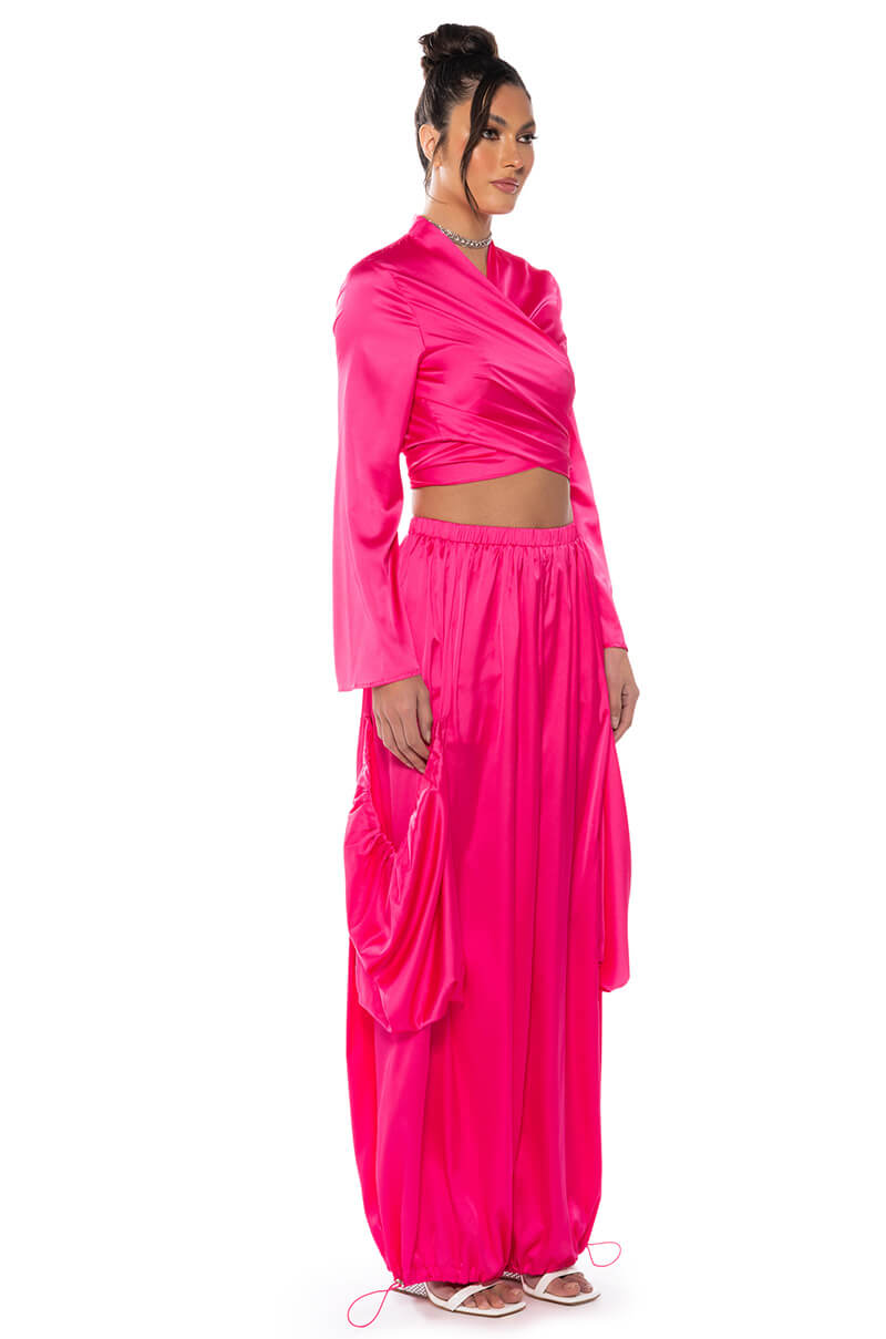 SAUCY VNECK WRAP TOP