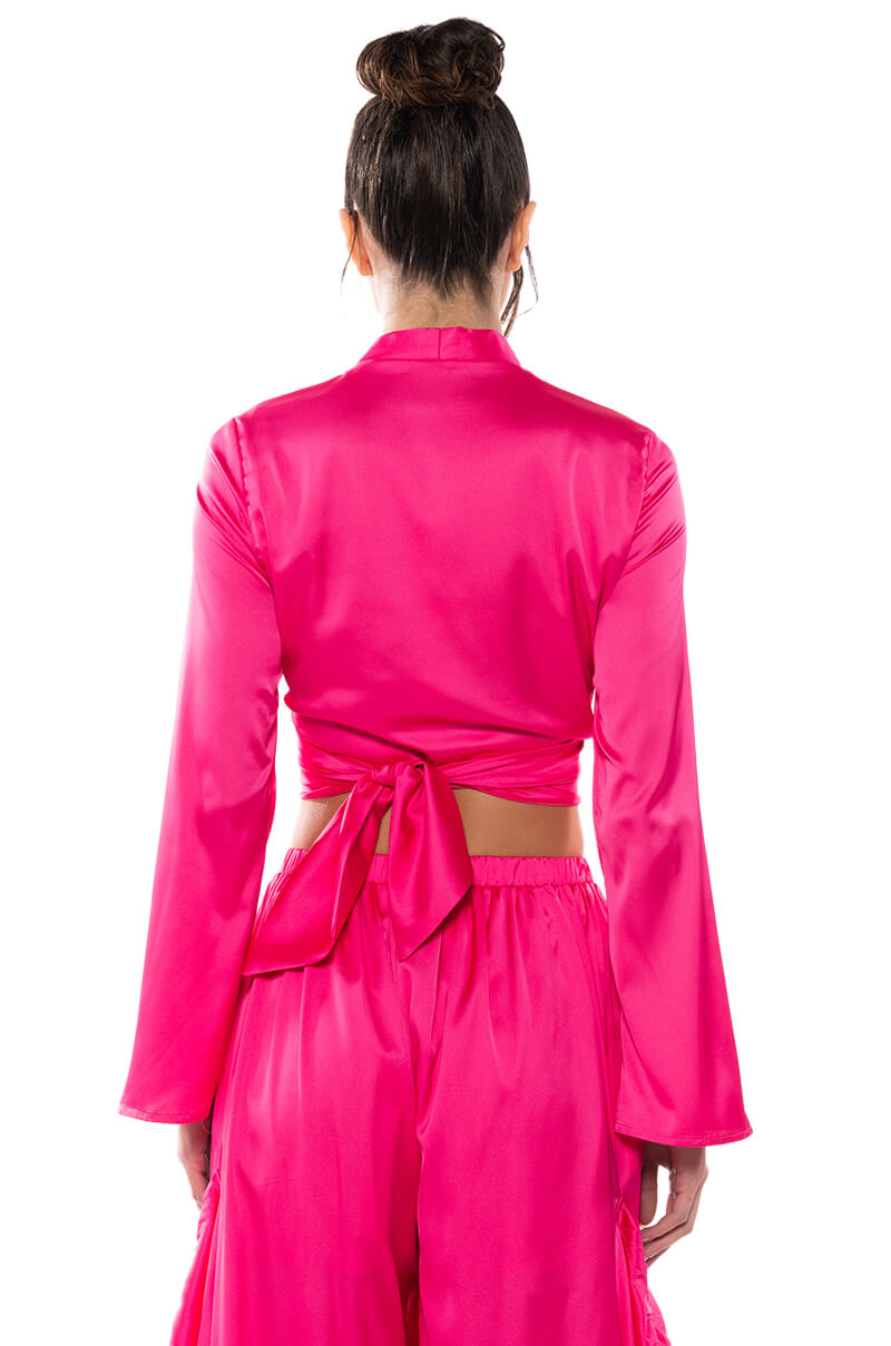 SAUCY VNECK WRAP TOP