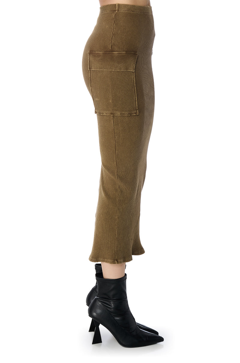 SAVANNAH MINERAL WASH KNIT MIDI SKIRT
