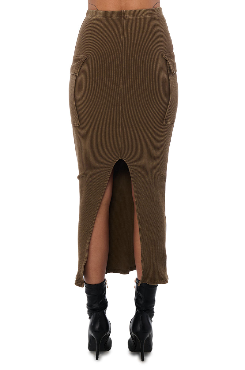 SAVANNAH MINERAL WASH KNIT MIDI SKIRT