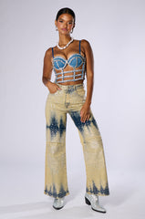 SAY IT TO MY FACE DENIM PANT WITH RHINESTONE