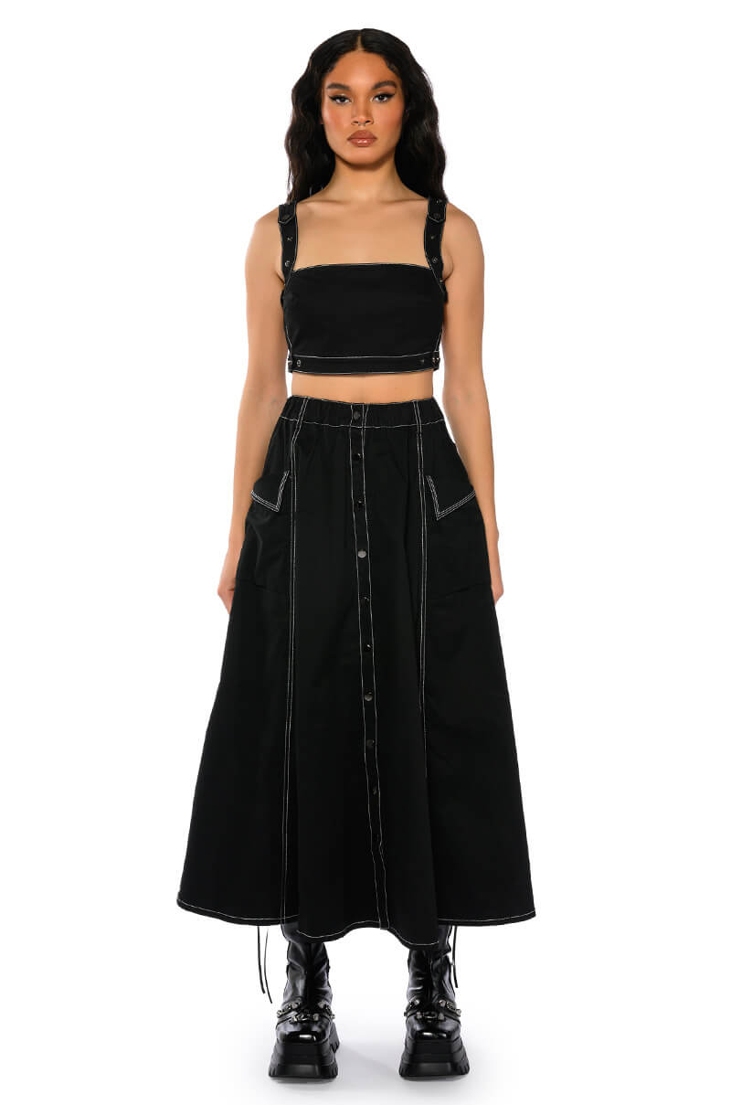 SECRET ADMIRER DENIM MAXI SKIRT