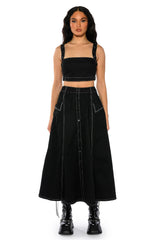 SECRET ADMIRER DENIM MAXI SKIRT