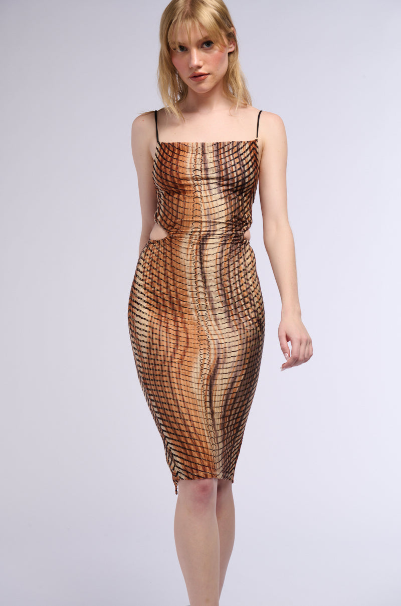 SECRET AFFAIR COWL NECK MIDI DRESS
