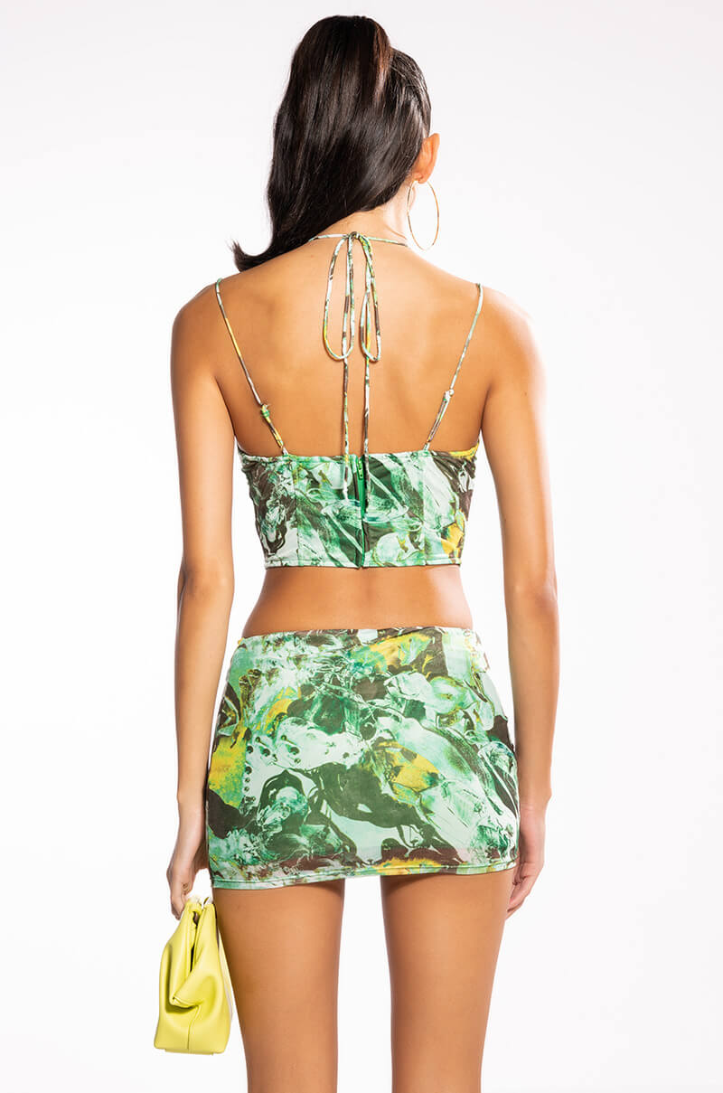SEEING GREEN MESH CORSET TANK