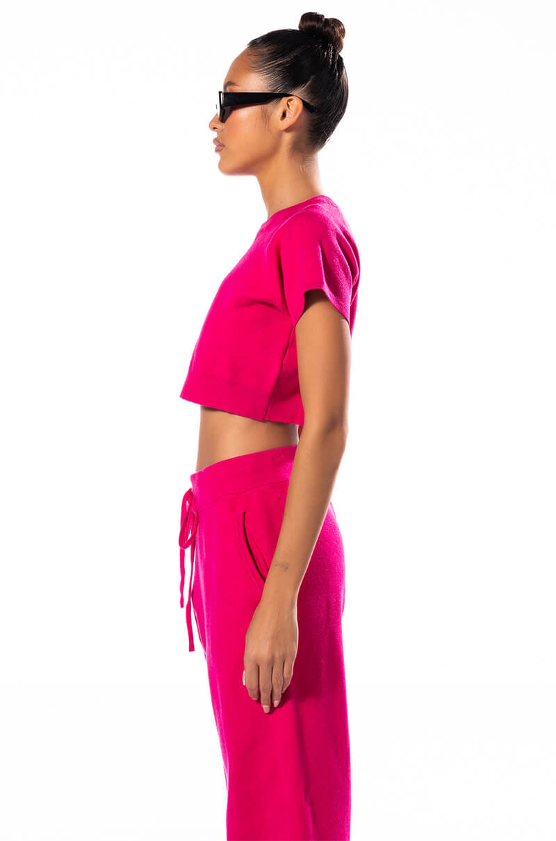 SERENA SHORT SLEEVE CROP KNIT SWEATER