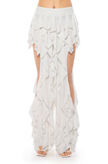 SERENITY RUFFLED PANT IN WHITE