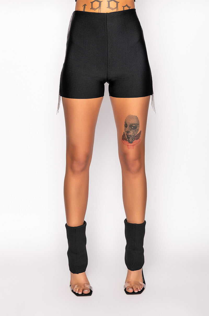 GEMMA FRINGE DETAIL BANDAGE SHORT