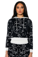 SHE'S GIVING ART LONG SLEEVE HOODED SWEATER