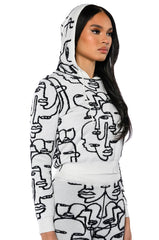 SHE'S GIVING ART LONG SLEEVE HOODED SWEATER