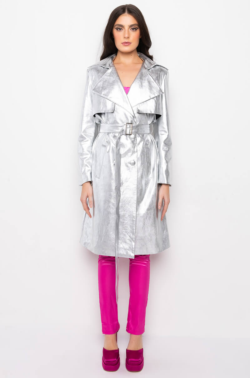 KAIVE SILVER TRENCH COAT