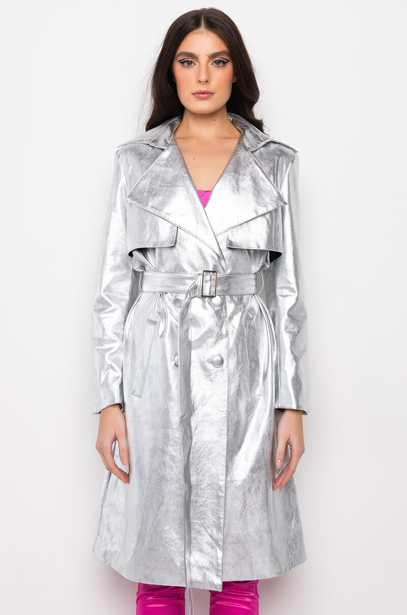 KAIVE SILVER TRENCH COAT