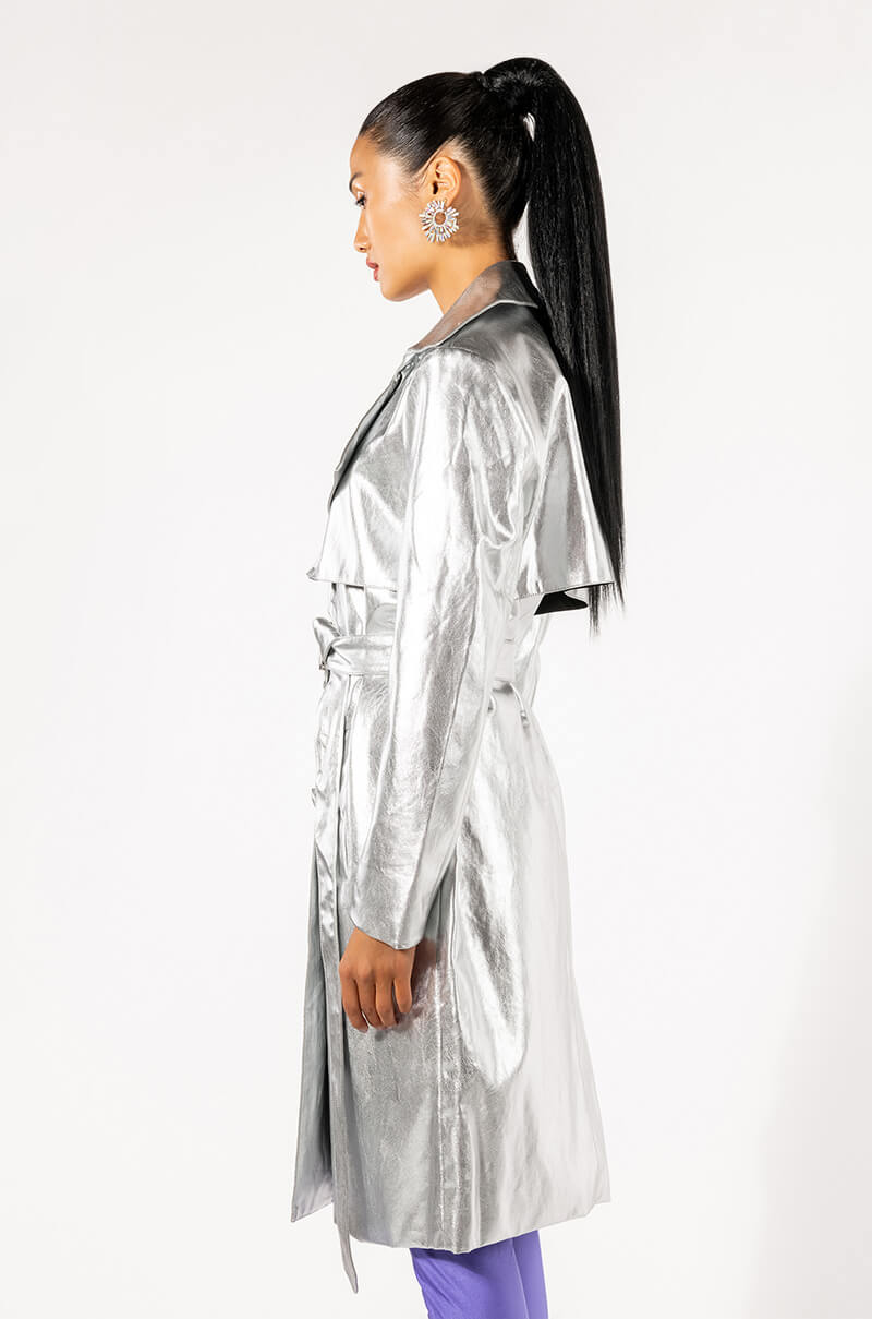 KAIVE SILVER TRENCH COAT