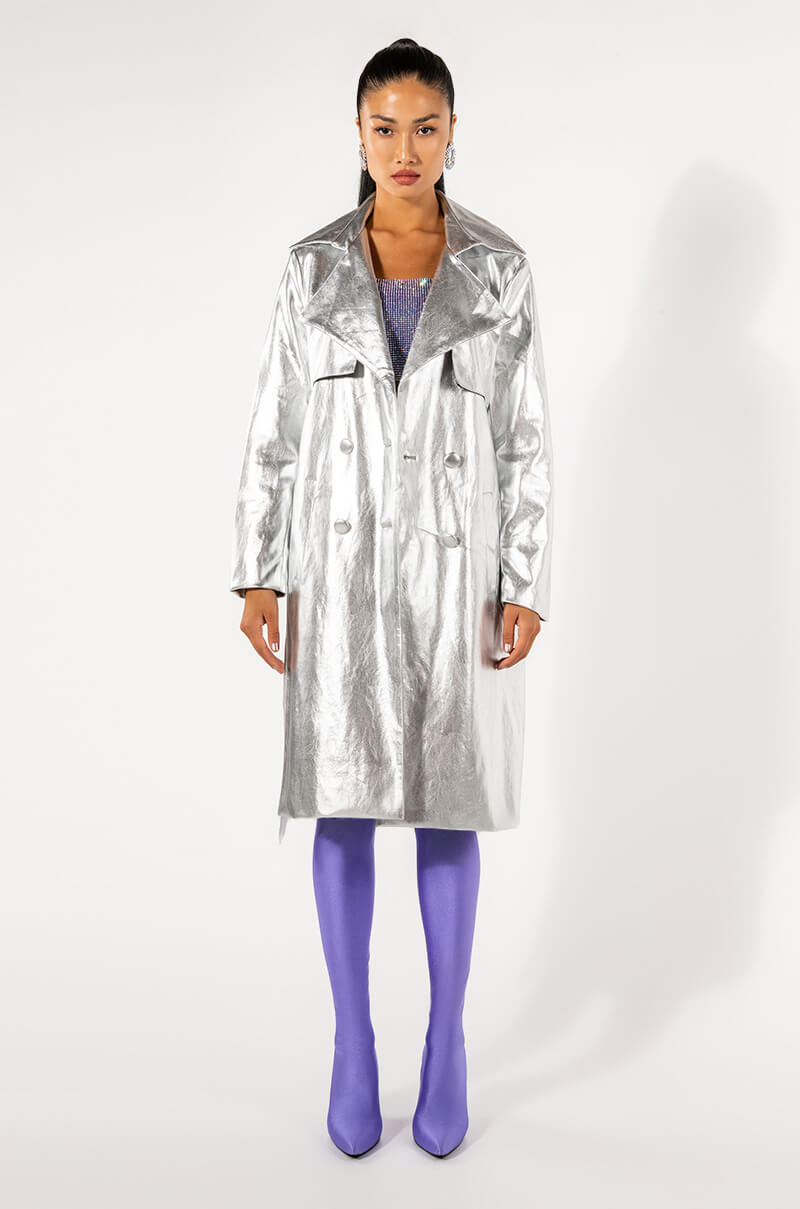 KAIVE SILVER TRENCH COAT