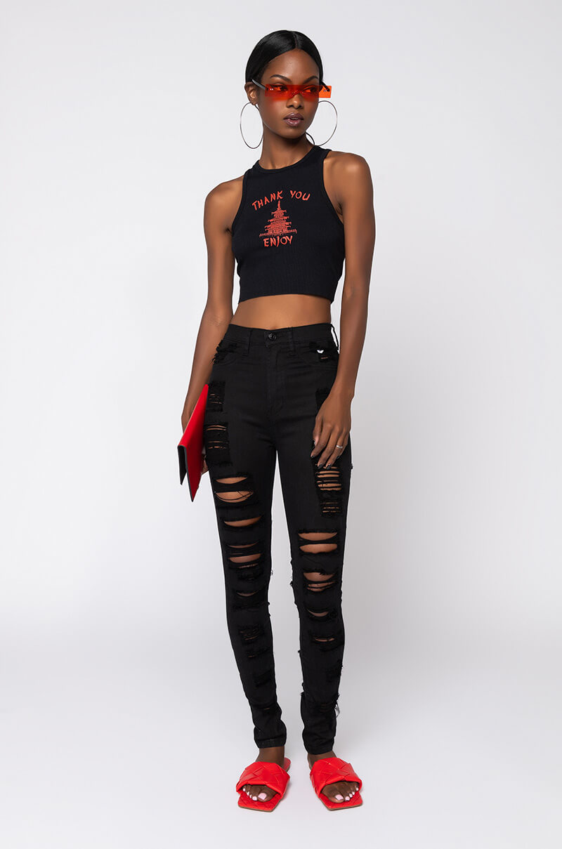 SHOW ME BABY DISTRESSED SKINNY JEANS