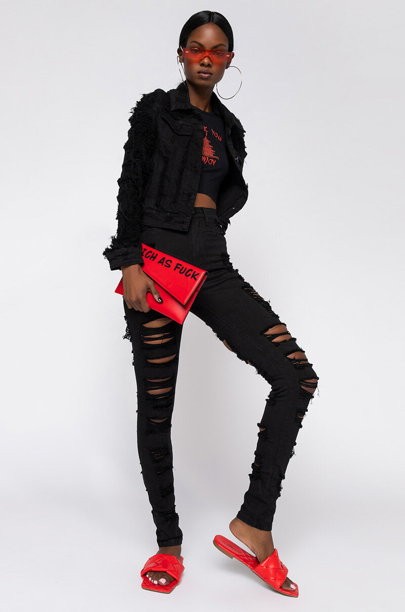 SHOW ME BABY DISTRESSED SKINNY JEANS