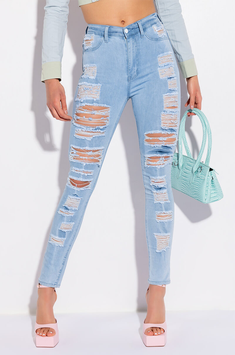 SHOW ME BABY DISTRESSED SKINNY JEANS