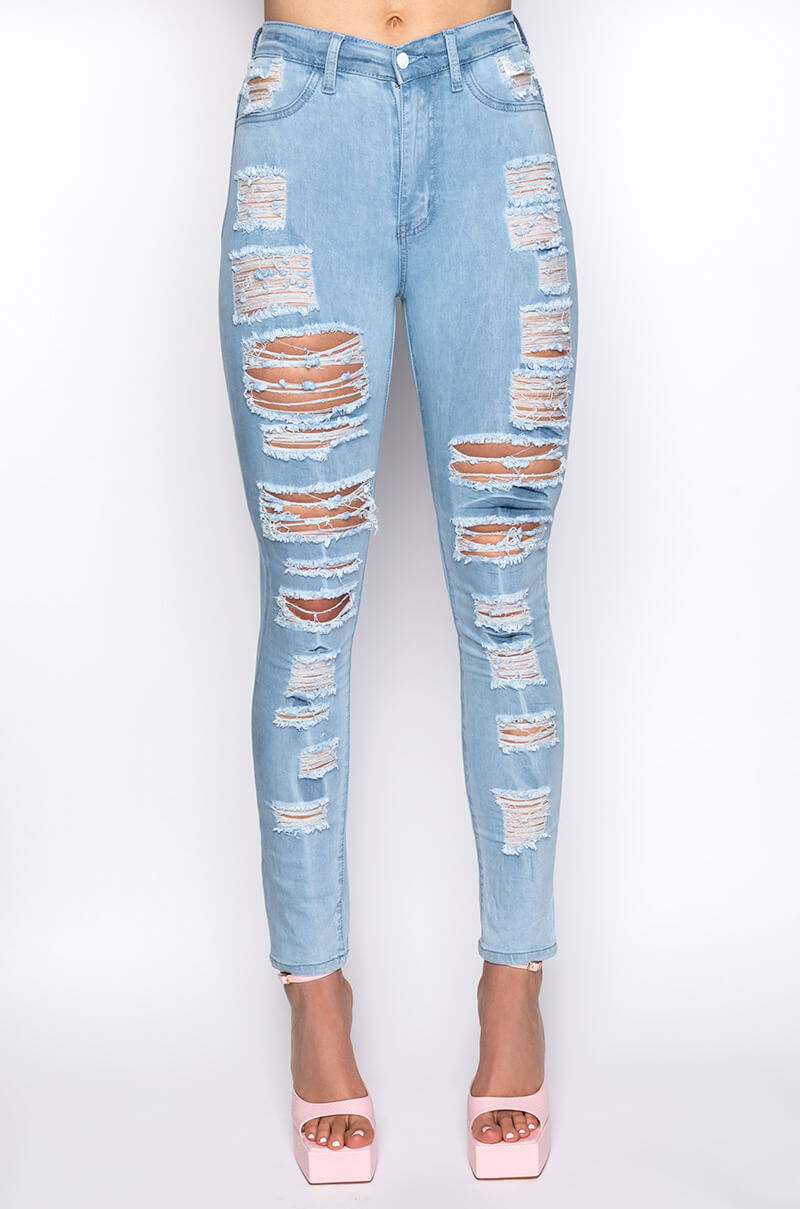 SHOW ME BABY DISTRESSED SKINNY JEANS