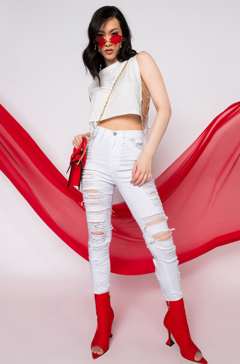 SHOW ME BABY DISTRESSED SKINNY JEANS