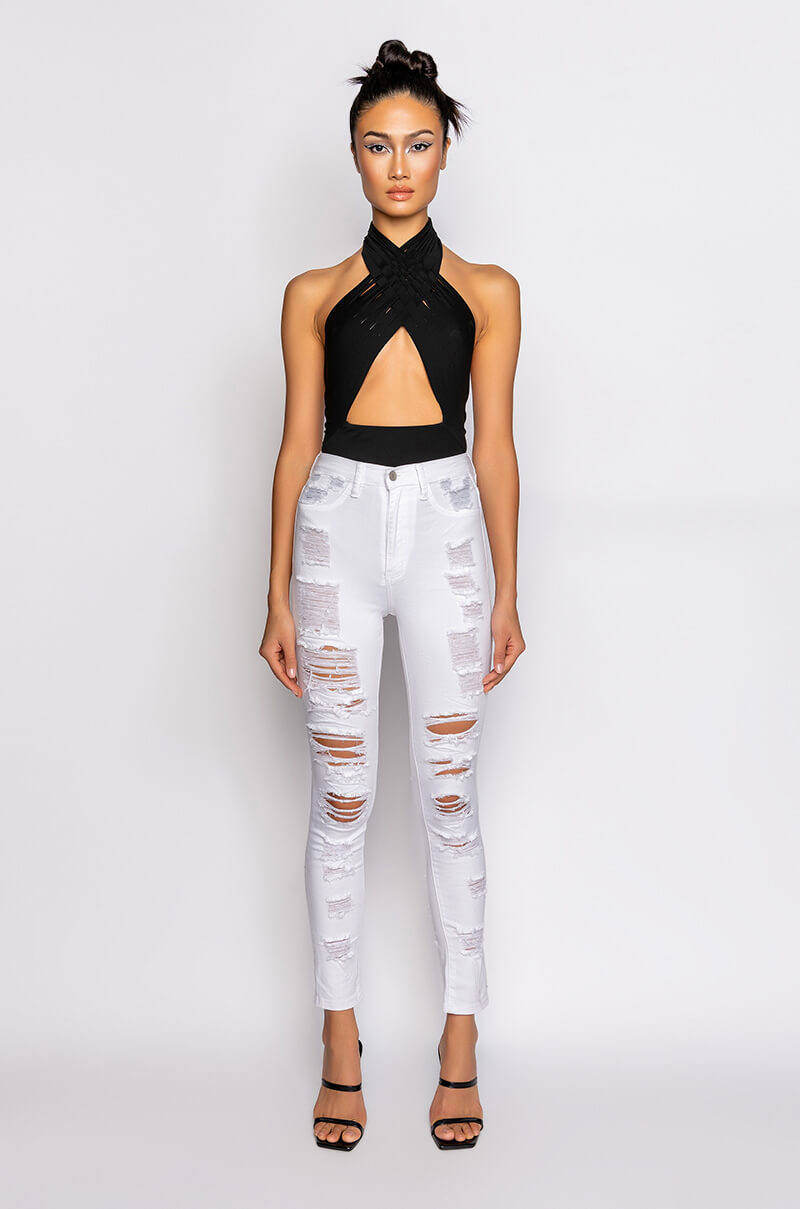 SHOW ME BABY DISTRESSED SKINNY JEANS