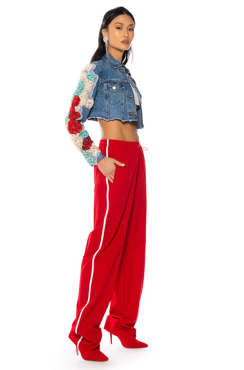 SHOW OFF APPLIQUE DENIM JACKET